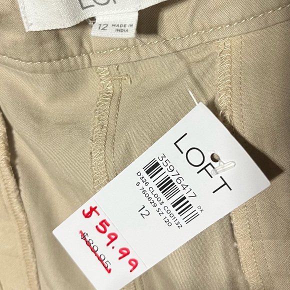 Loft toasted beige poplin wide leg pants ~ Size 12 - Picture 5 of 7